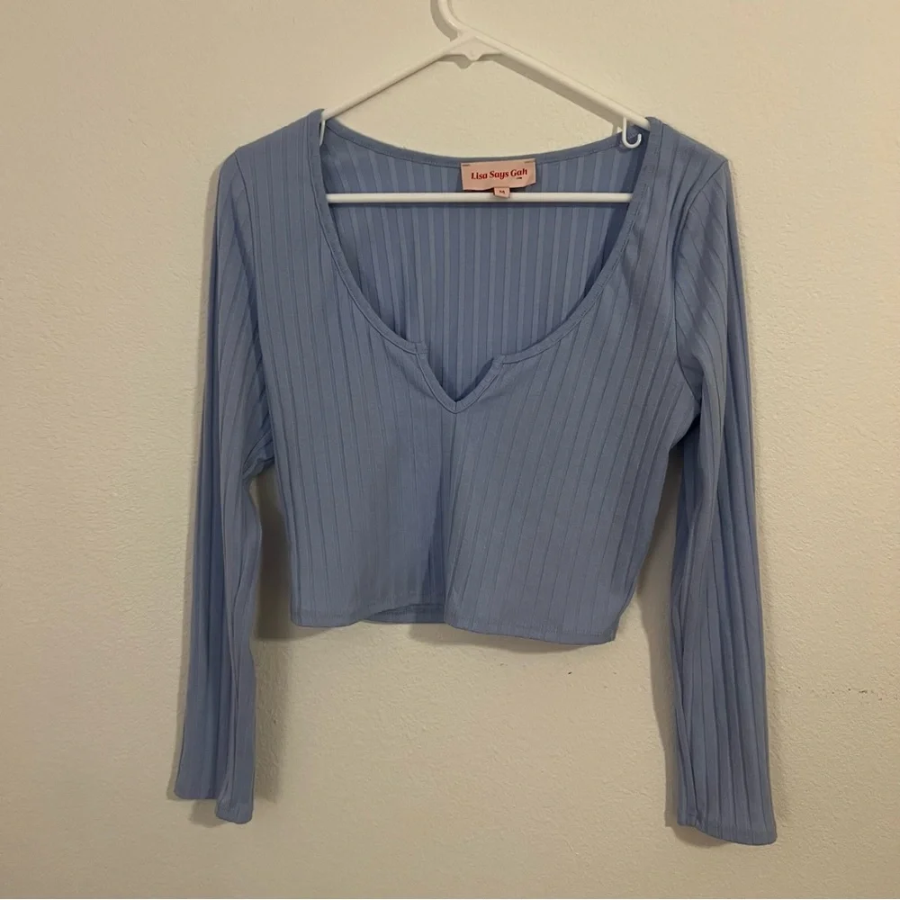 Lisa Says Gah Blue Long Sleeve Top